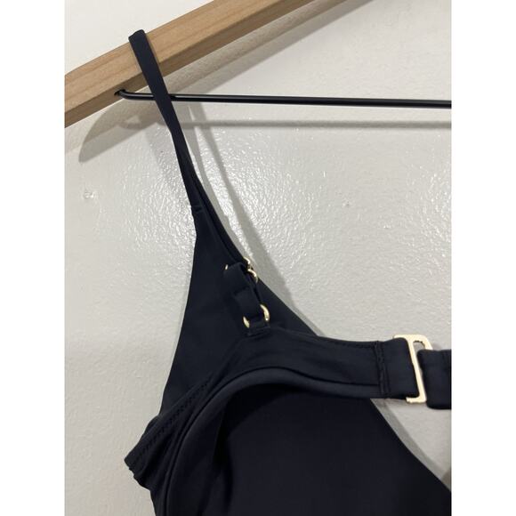 Quince Italian V-Neck Bikini Top S Black Swimwear Beach Luxury Minimal Capsule - Picture 6 of 10